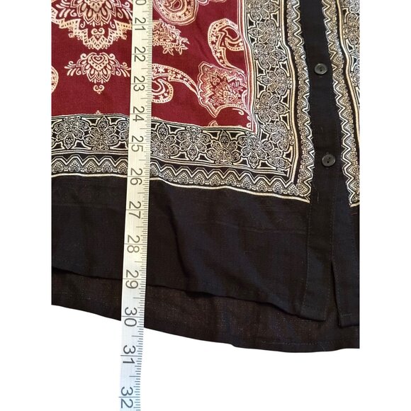 Lucky Brand Womens 2X Paisley Print Boho Button Up Blouse Flowy Boho Peasant - Picture 5 of 9